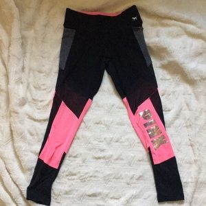 PINK Victoria secret black pink leggings sz medium